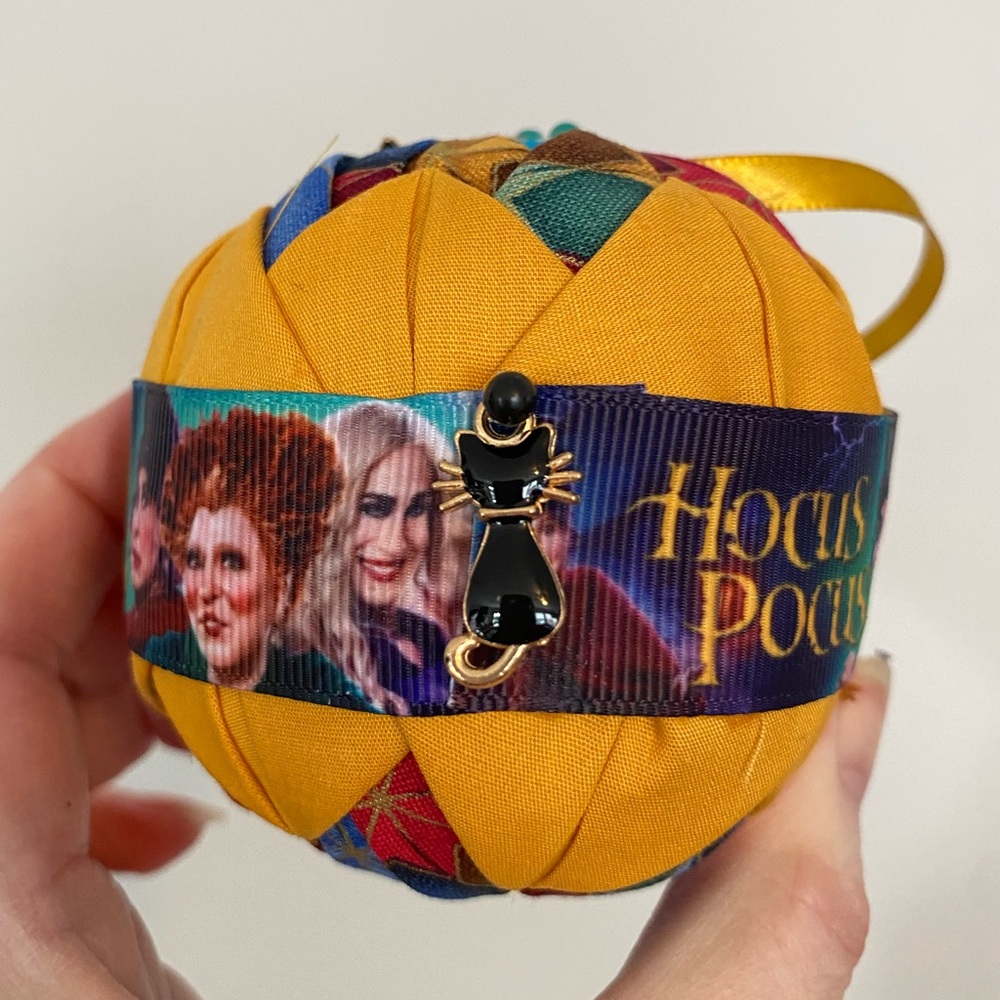Hocus Pocus inspired Holiday Handquilted Ornament - Multicolor, with charms